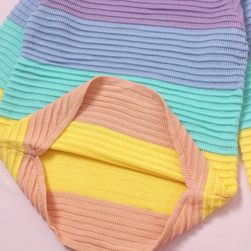 2017 Новый цветной свитер вязаный женский Свитер оверсайз в полоску для милых