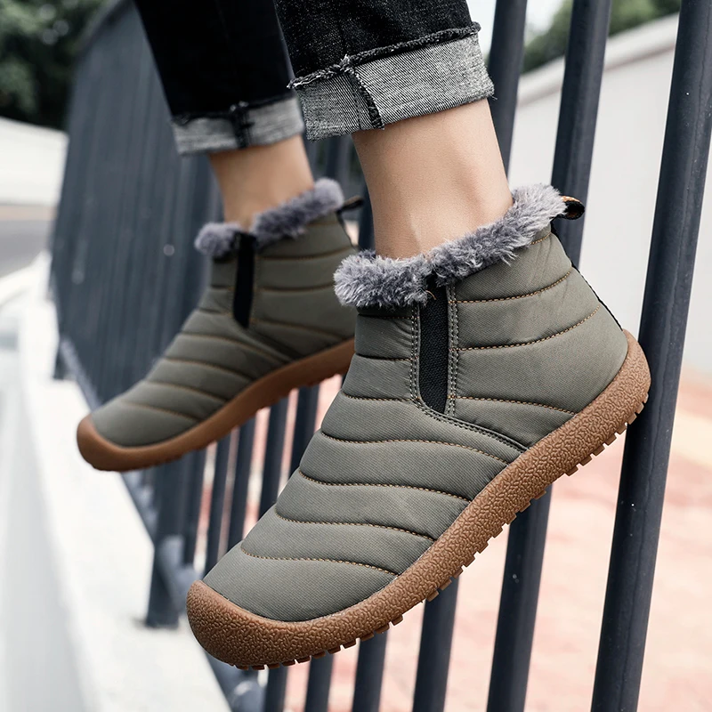 Мужские зимние ботинки на меху Теплая мужская модная обувь Повседневная