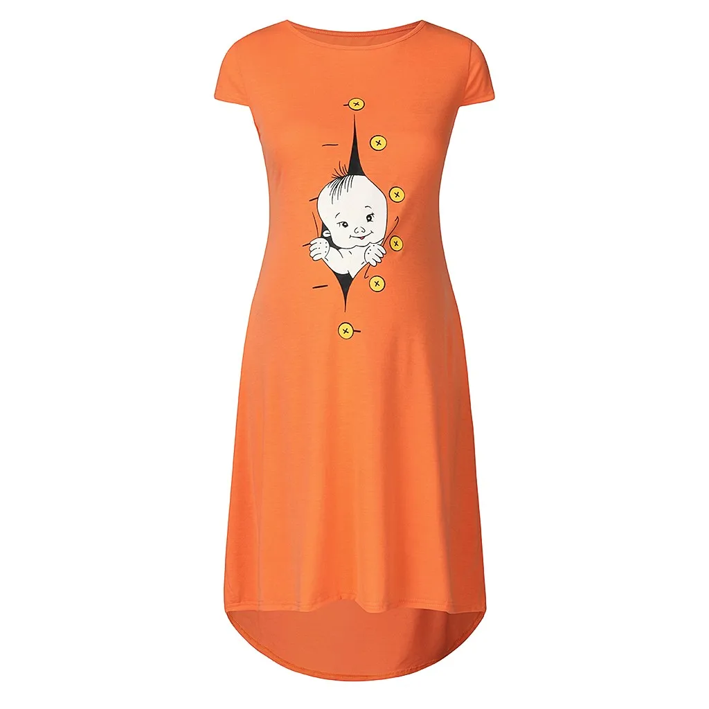 Платье SAGACE с милым принтом для женщин повседневная одежда мам свободная летняя