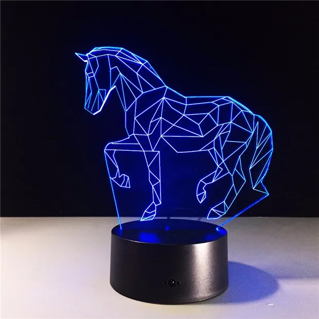 Подарки для детей, 7 цветов, меняющие животных, Luces Navidad Horse, светодиодный ночник, 3D светодиодный настольный светильник, прикроватные лампы, как украшение дома