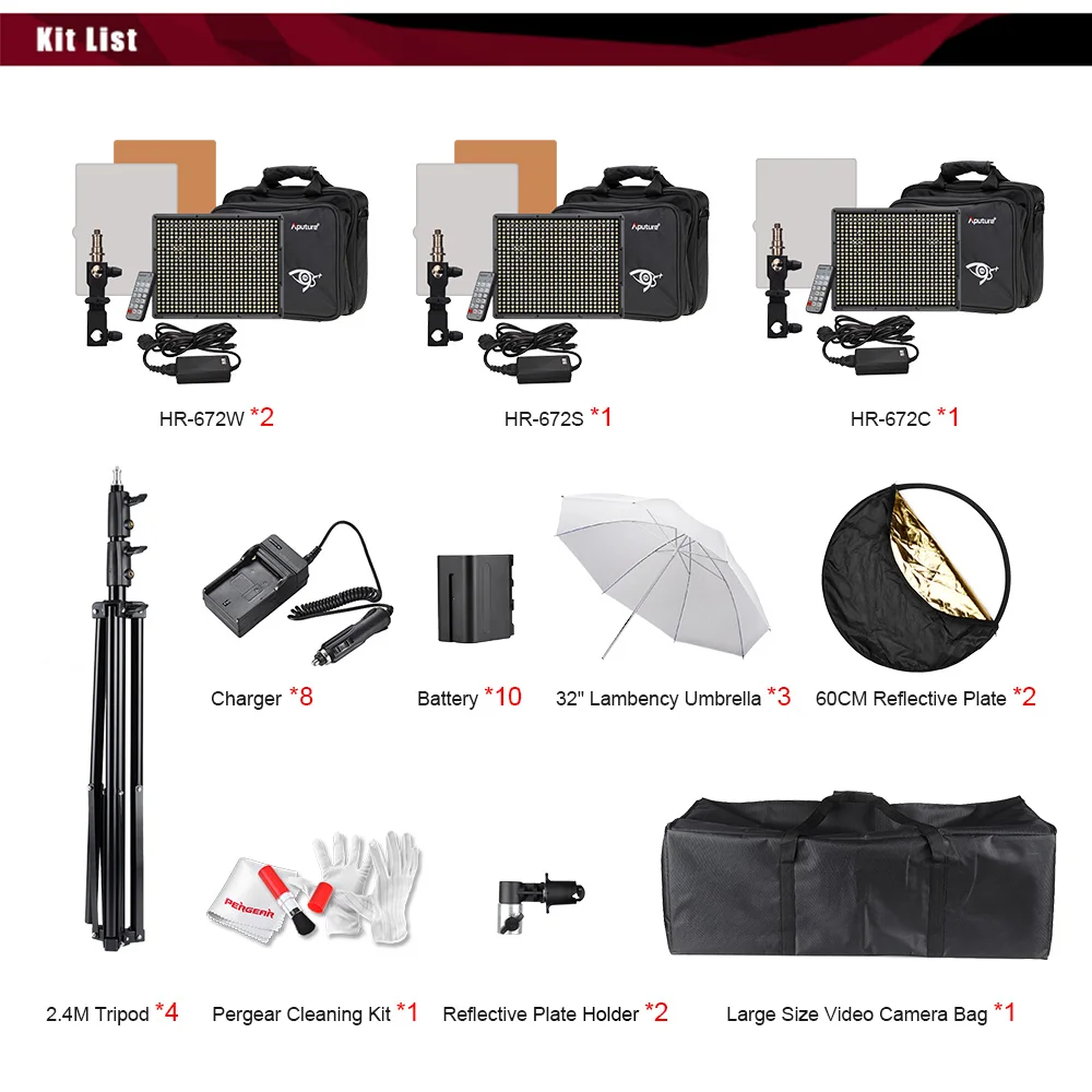 Aputure HR672 Серия комплект 2 шт. HR672W и HR672S HR672C затемненная Светодиодная панель для