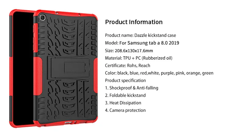 Чехол для samsung Galaxy Tab A, 8,0 дюймов, SM-P200/P205, сверхпрочный чехол 2в1, гибридный прочный Чехол-подставка для планшета Ca