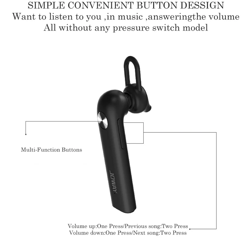 JOWAY Bluetooth наушники беспроводные наушники с шумоподавлением Модные bluetooth 5,0 наушники с регулятором громкости музыки