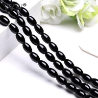 natural rice shape black agat stone beads for jewelry making 4610mm smooth looose black gem stone beads wholesale diy bracelet
