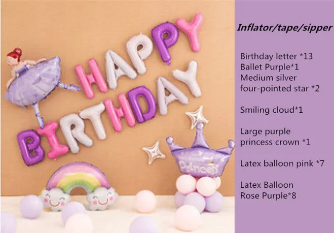 Z-Purple Ballet Pack Платье принцессы вечерние Единорог вечерние годовалого возраста вечерние украшение шар сумка Пол открытием для маленьких мальчиков или девочек Фольга шар balonnen - Цвет: Z-Purple Ballet Pack