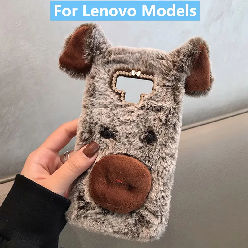 Плюшевые поросенок "Счастливчик" чехол для lenovo K6 K5 K4 Примечание A7000 X2 C2 P1 P2 мягкий мех милые 3D Копилка уши пушистые защитный чехол для телефона чехол