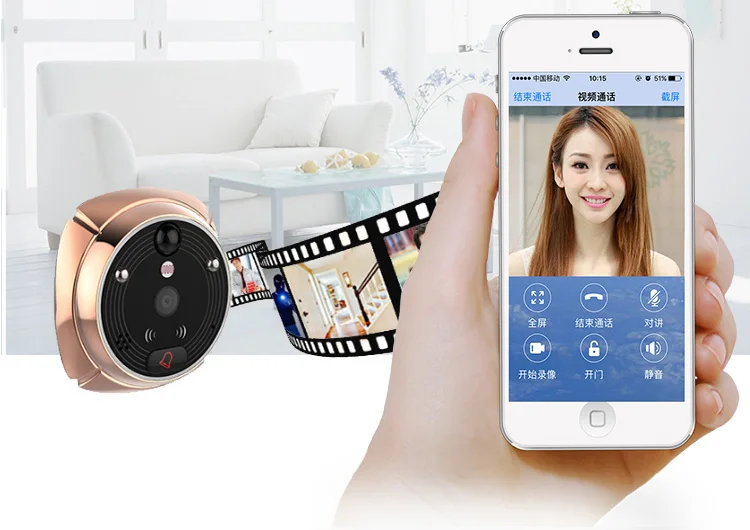 Безопасность 2MP WiFi беспроводной цифровой глазок дверной глазок 4," экран камера наблюдения за входной дверью Wifi дверной звонок ИК инфракрасный видео разговор ihome5