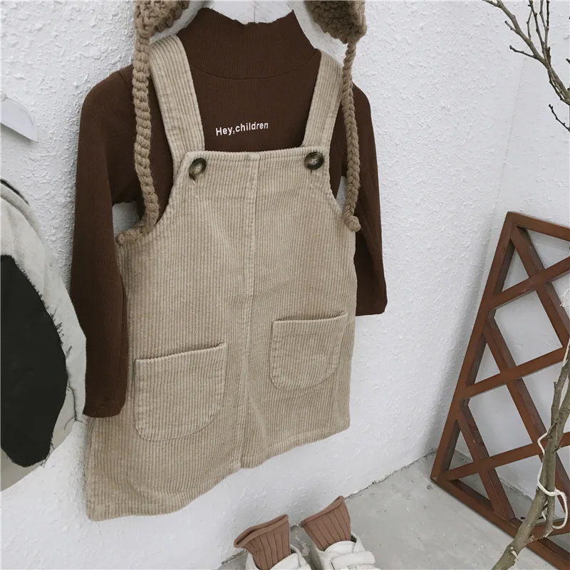 Girl Strap Dress 2018 Autumn New Baby Cute Corduroy Dresses Children Clothing Kids Suspender A-line for Girls | Детская одежда и