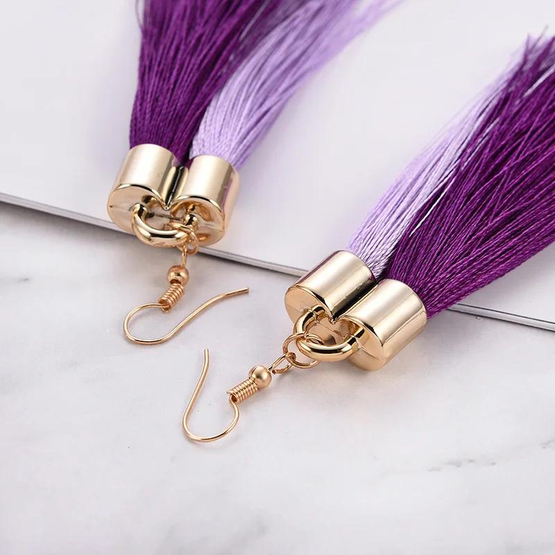 Женские Двухцветные серьги-подвески 8 сезонов золотистый цвет фиолетовый модные