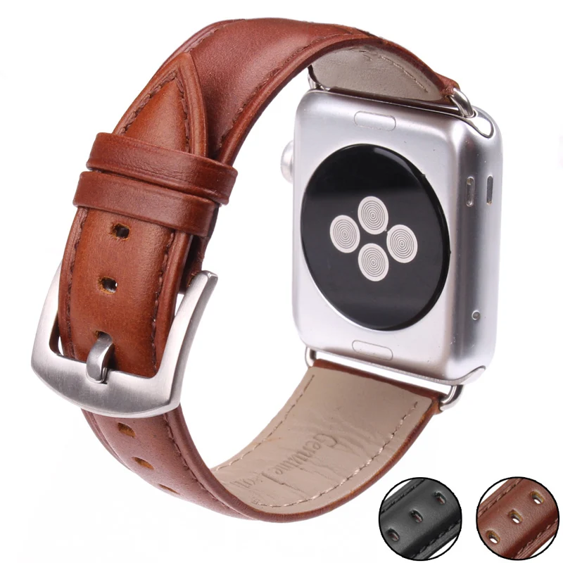 Гладкий Ремешок для часов из натуральной кожи Iwatch Apple Watch 38 мм 42 серия 1 и 2 наручный