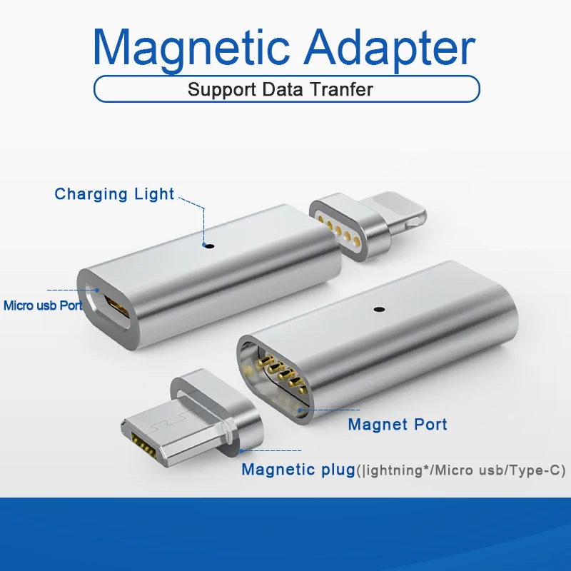 GARAS Micro USB-Type C/| ightning Магнитный адаптер для iPhone/Android 3в1 кабель для передачи данных конвертер адаптер Micro USB-Type C