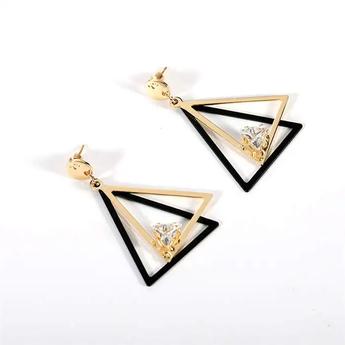 Fashion Geometric Stud Earrings Zircon Long Triangular Earring Wedding Party Jewelry Women Gifts | Украшения и аксессуары
