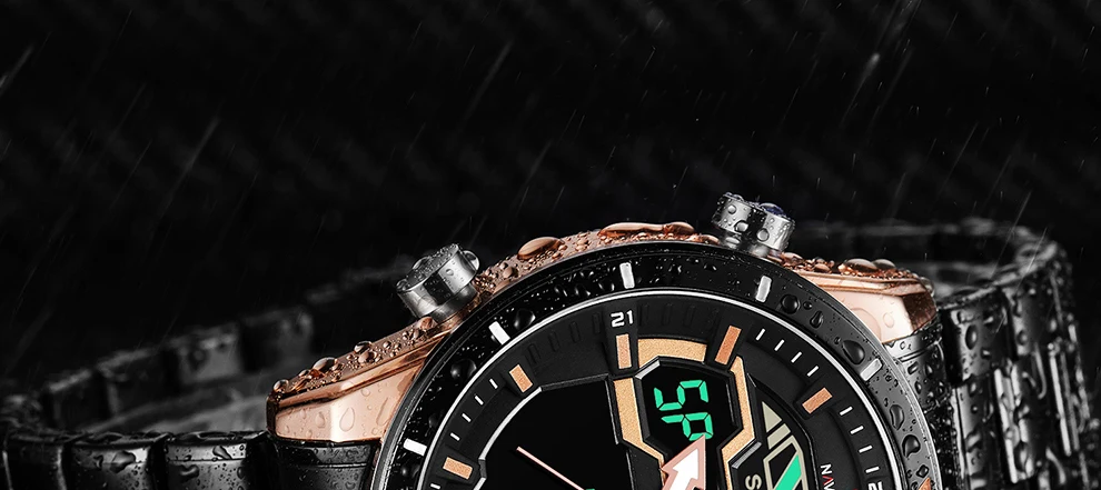 Топ Элитный бренд NAVIFORCE Для мужчин спортивные часы Для мужчин кварцевые цифровой светодиодный часы Мужской полный Сталь военный Водонепроницаемый наручные часы