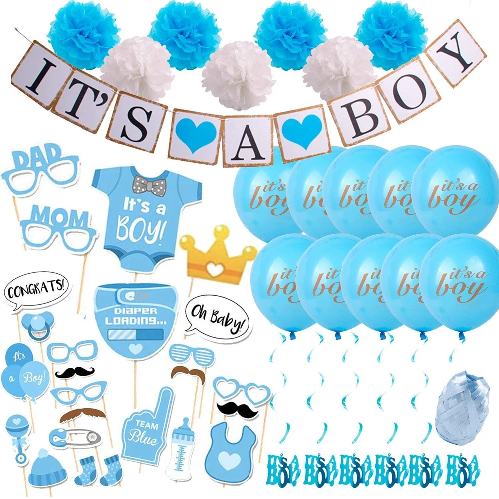 Baby Boy Photo props Blue Decorations Newborn Its A Booth Props 1 Year 1st Birthday Party Decor Shower Girl | Дом и сад