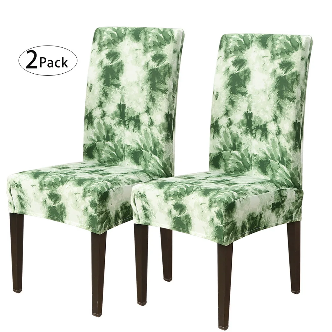 green 2pc Съемные чехлы на стулья с цветочным принтом, эластичные чехлы на стулья для ресторанов, свадеб, банкетов, складные чехлы на стулья для гостиниц - Цвет: green 2pc