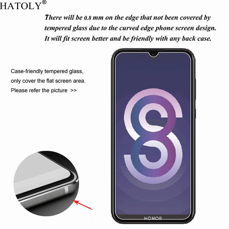 2 piezas de vidrio templado Honor 8S para Huawei Honor 8S, Protector de pantalla HD para tel&eacute;fono, pel&iacute;cula protectora de vidrio para Huawei Honor 8S-1
