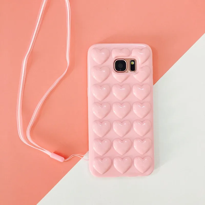 Милый милый силиконовый чехол для телефона Samsung Galaxy S7 edge/ мягкий с 3D сердечком и