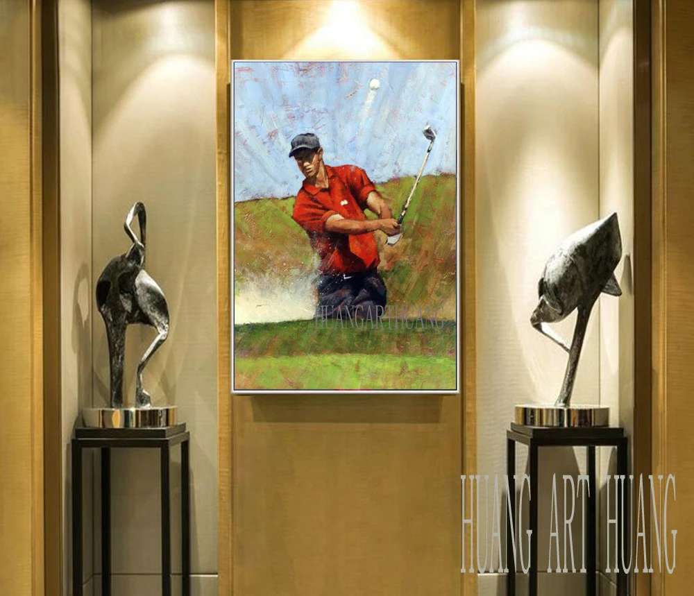 Декоративная холщовая картина маслом на холсте для игроков в гольф | Живопись и