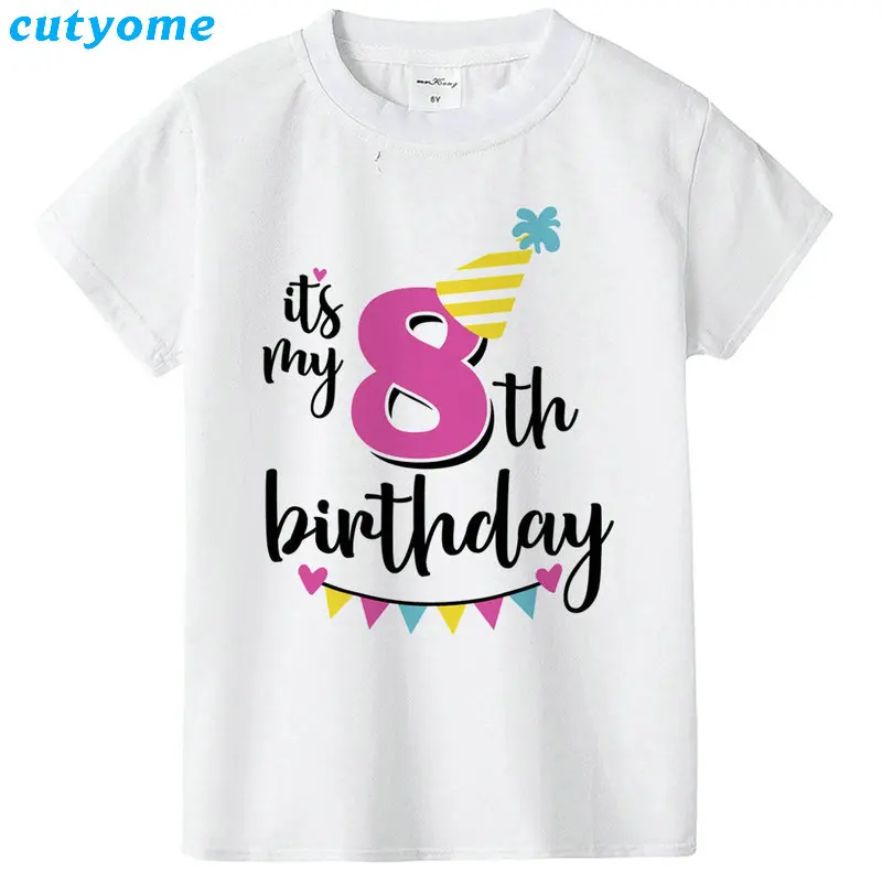 Футболка с короткими рукавами и надписью «Happy Birthday» для мальчиков, одежда для дня рождения для мальчиков 1, 2, 3, 4, 5, 6, 7, 8, 9 лет, топы для маленьких девочек, рубашки