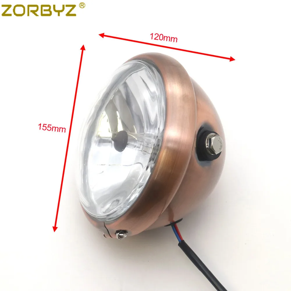ZORBYZ мотоциклетная Ретро металлическая медная передняя фара с боковым