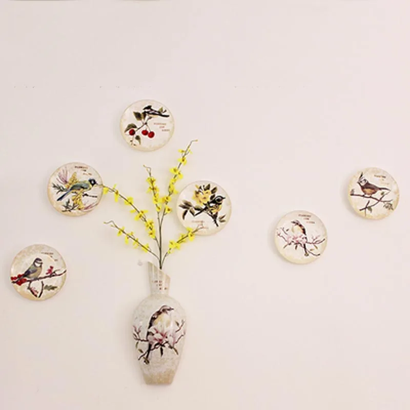 Керамическая тарелка в пасторальном стиле с ручной росписью птицы настенное