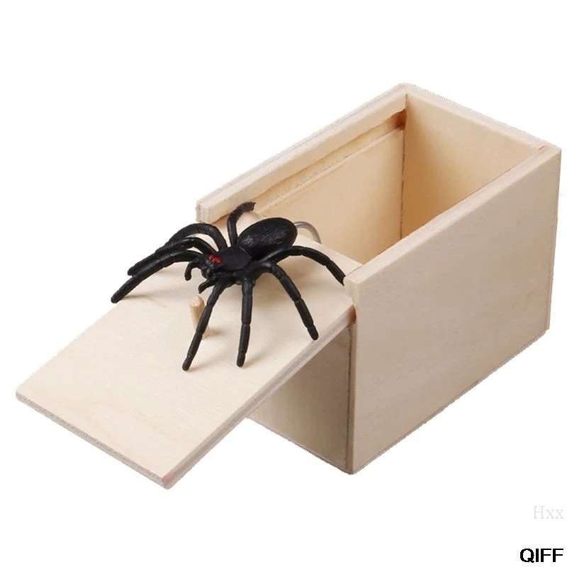 Новинка веселый страшный ящик паук шалость деревянный Scarybox шутка кляп игрушка нет слова Hxx