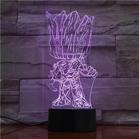 Детские groot Guardians Of The Galaxy экшн фигурки Милая модель игрушки 3D ночник Светодиодная