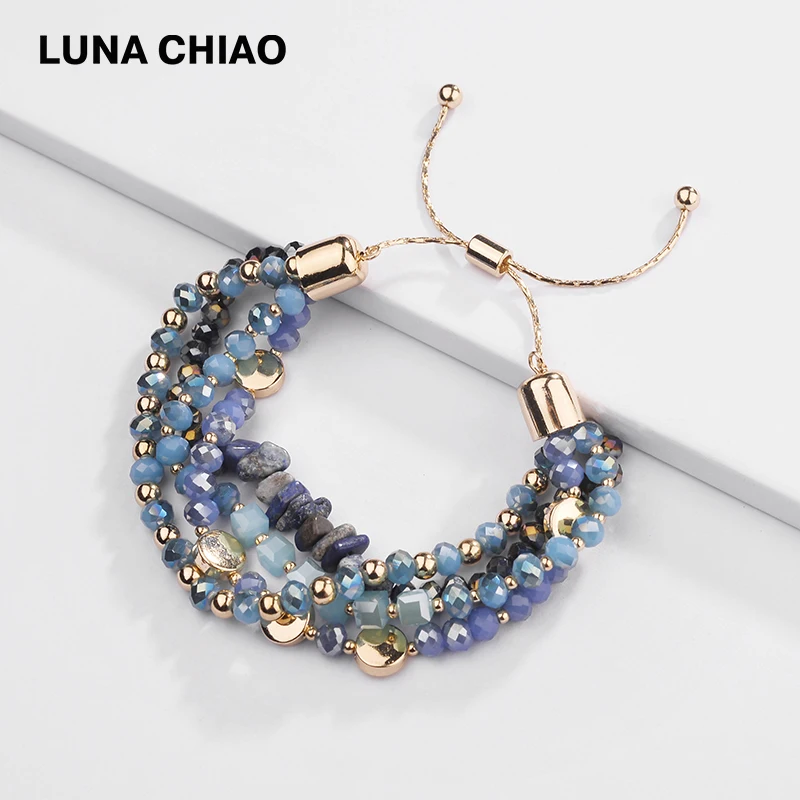 Женские многослойные браслеты LUNA CHIAO плетеные из натурального камня с