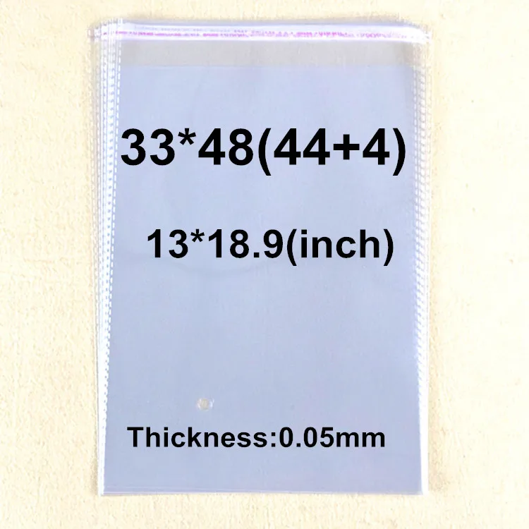 

200 X Thickness 0.05mm Self Adhesive Seal OPP Bag-Reusable High Transparence Plastic Bag Fabric Clothing T-shirt Bags 33*48cm