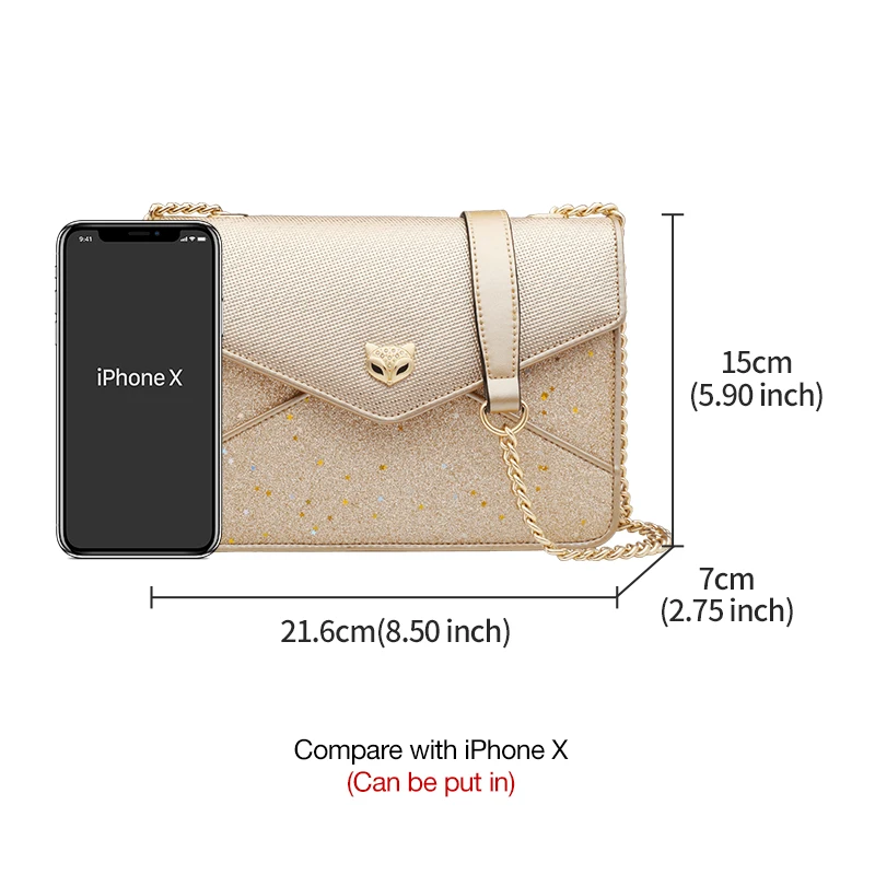 FOXER Brand Girls Gold Chains Message Bag Chic Women Playful Pacthwork Crossbody Bags Female Sequin Flap | Багаж и сумки