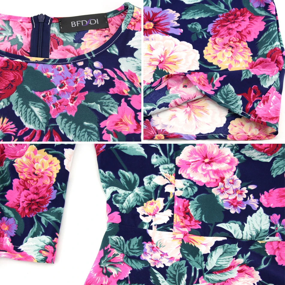 

BFDADI Casual Flowers Print Women Maxi Dresses Summer Hot Selling With belt Long Dress Vestidos BF013