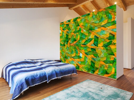 3D обои в стиле ретро зеленый и желтый цвета Пикассо водостойкие для гостиной