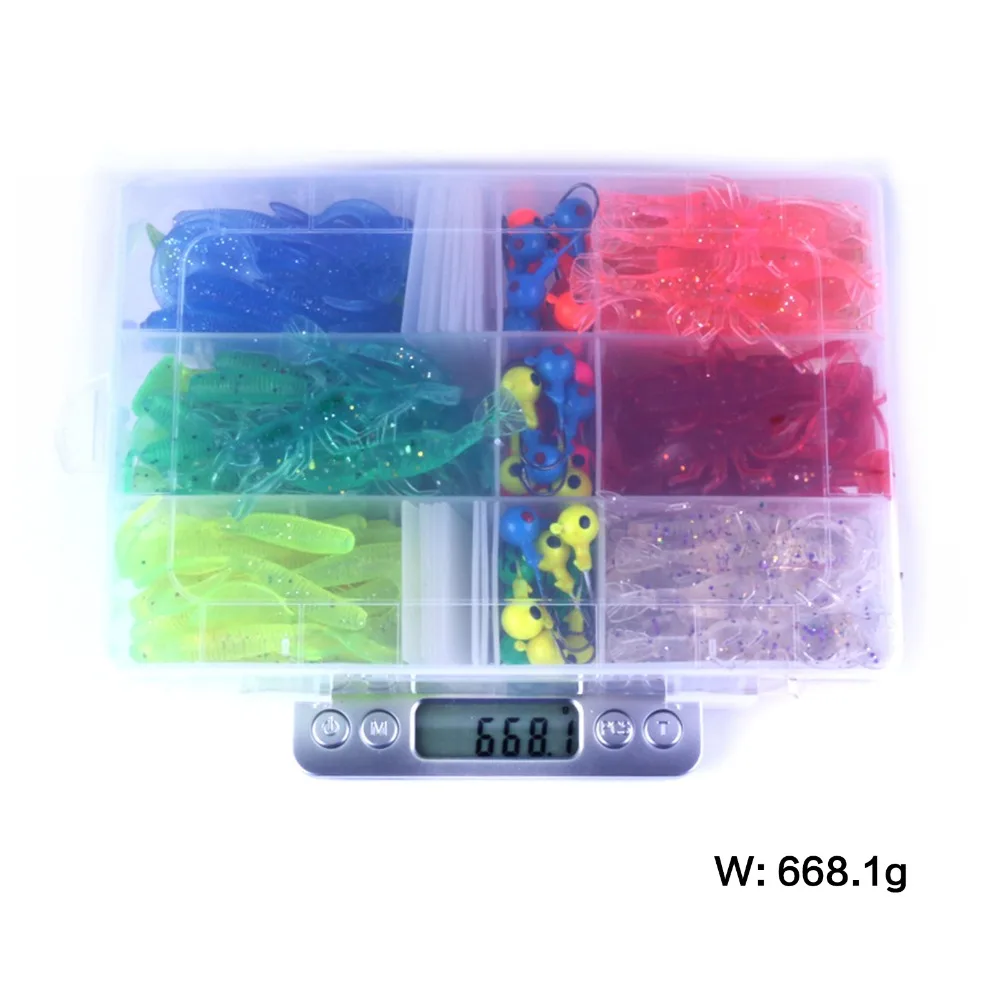 

131 pcxs Fishing Lures Lead Head Jig Head Hooks Grub Worm Soft Baits Shrimp Frog Earthworm Soft Fish Lure Fishing Tackle