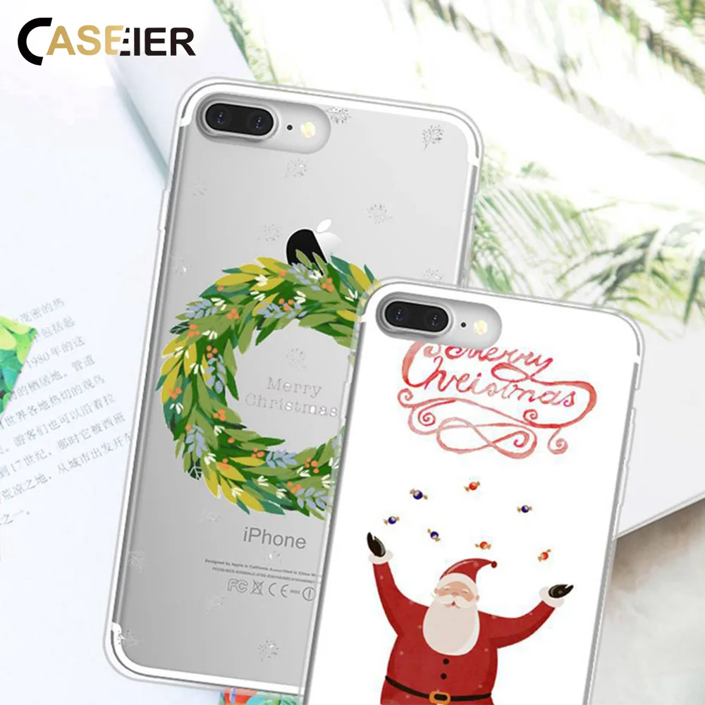 CASEIER силиконовый чехол для телефона iPhone X 8 7 6s 6 5S 5 роскошный Рождественский Plus SE