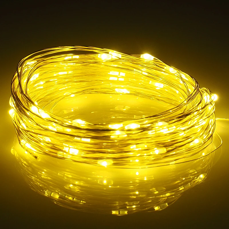 10 м Светодиодная лента с питанием от аккумулятора RGB медная серебряная проволока