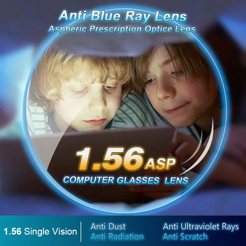 1 56 anti blue ray single vision aspheric optical lenses prescription vision correction computer reading lens for women and men free global shipping