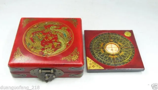 Компас Багуа Feng Shui короче спереди и длиннее сзади) Luo Пан Чи Дракон Феникс кожаный