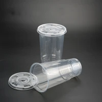 32oz plastic clear cups with flat lids and straws for cold drinks like iced coffee bubble tea cocktails50 cupslidsstraws