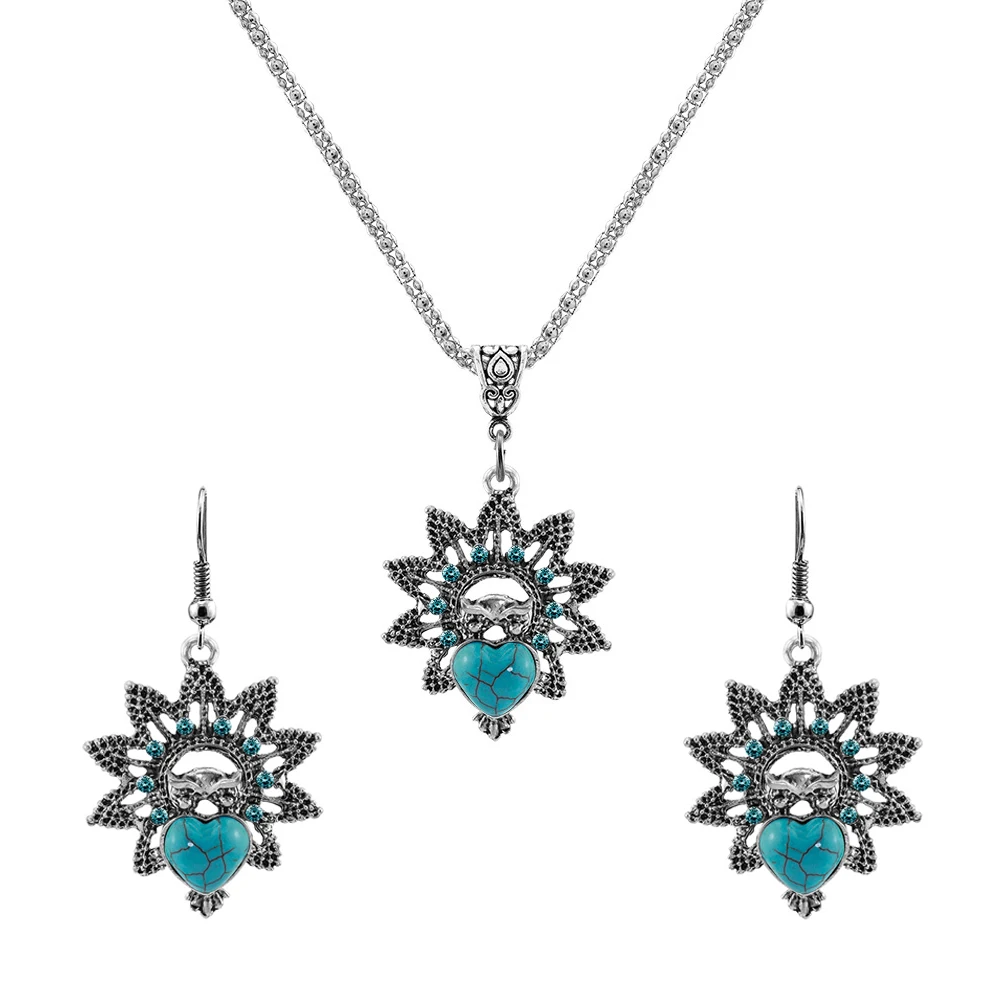 Женский винтажный комплект ювелирных изделий ожерелье и серьги со стразами