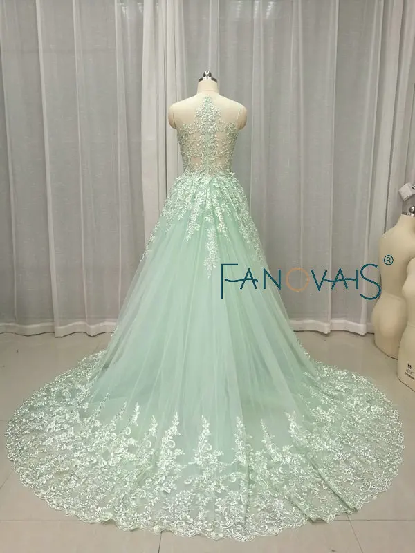 Мятно-зеленые кружевные вечерние платья со съемной юбкой Sexy Green Formal Special Occasion Dresses