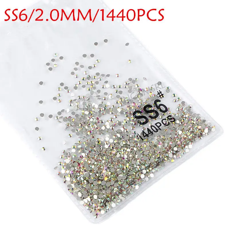 Супер блестящий, 1440 шт, SS3-SS10, плоские с оборота, разные цвета, стразы для украшения ногтей и танцев 052