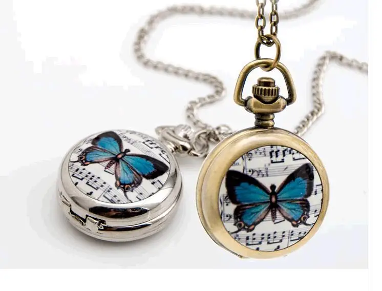 Новое поступление женские карманные часы с бронзовым и серебряным Рисунком