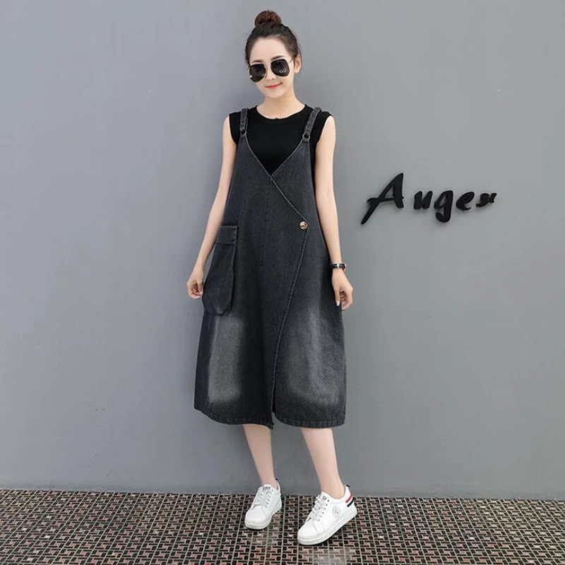 Большой карман Платье с хлястиками женский 2019 сезон весна лето новые свободные