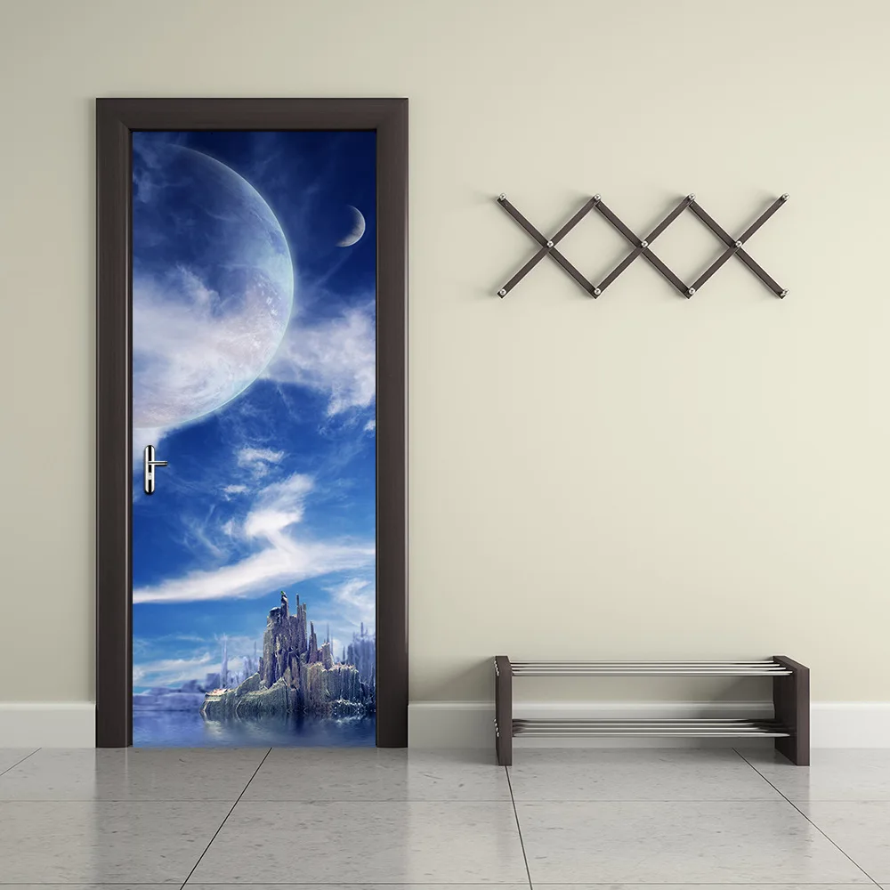 30,3x78," Пейзаж улица самоклеющиеся DIY настенные фрески двери обои наклейки для домашнего декора виниловые Съемные 3D наклейки
