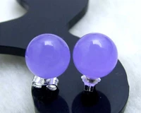 qingmos violaceous jades earrings for women with 10mm round natural jades trendy sterling silver s925 stud earring jewelry e283