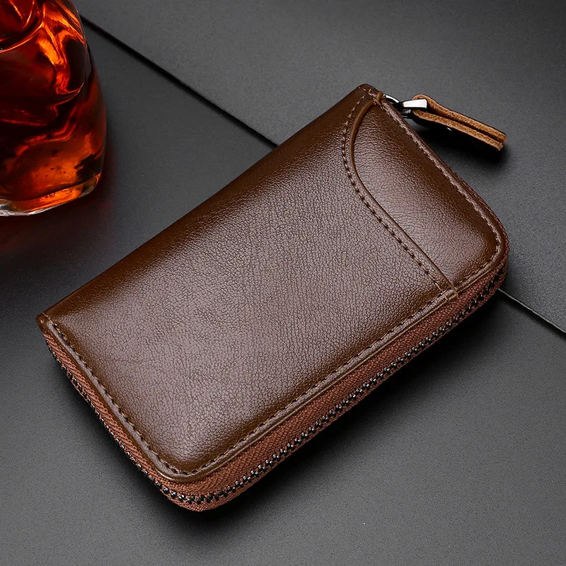 9016 yellowish-brown Брелок из натуральной кожи, сумка для ключей унисекс, многофункциональный органайзер, кошелек, держатель, смарт-ключница, автомобильный маленький чехол для ключей, чехол для ключей - Цвет: 9016 yellowish-brown
