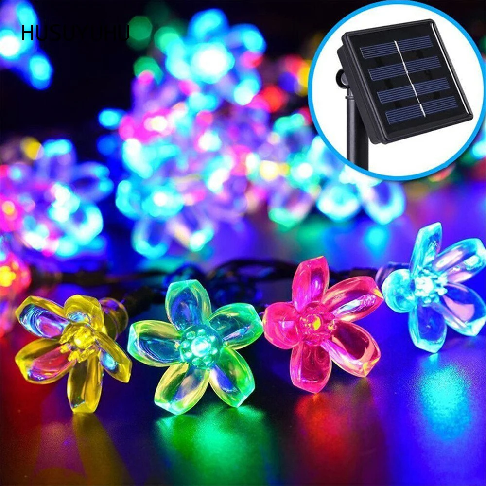 HUSUYUHU Солнечная светодиодная гирлянда 7 м 50LED на солнечных батареях цветы гирлянды
