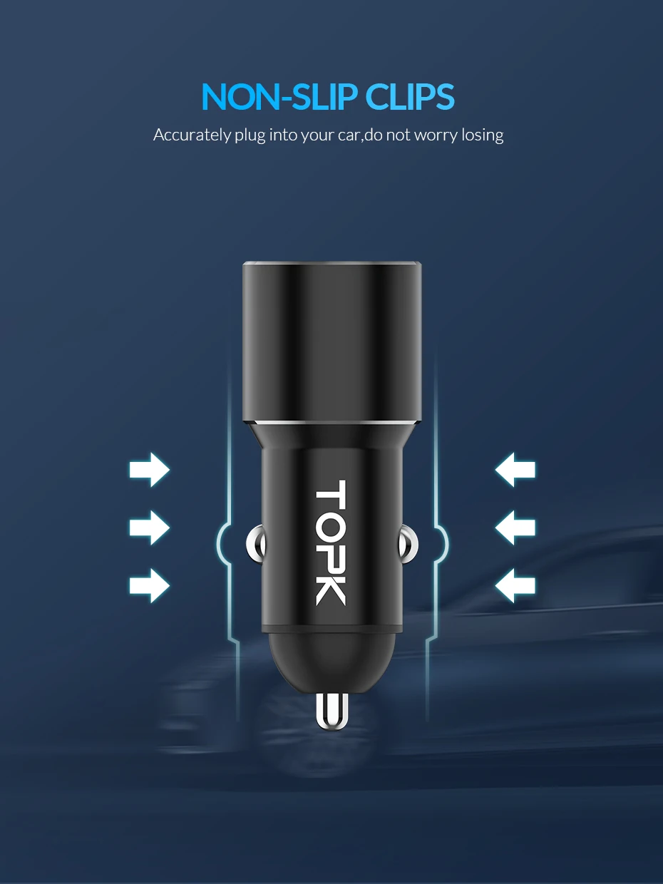 TOPK Dual USB Автомобильное зарядное устройство для iPhone Quick Charge 3.0A быстрое зарядное устройство автомобильное зарядное устройство для телефона Xiaomi samsung зарядное устройство для телефона в автомобиле