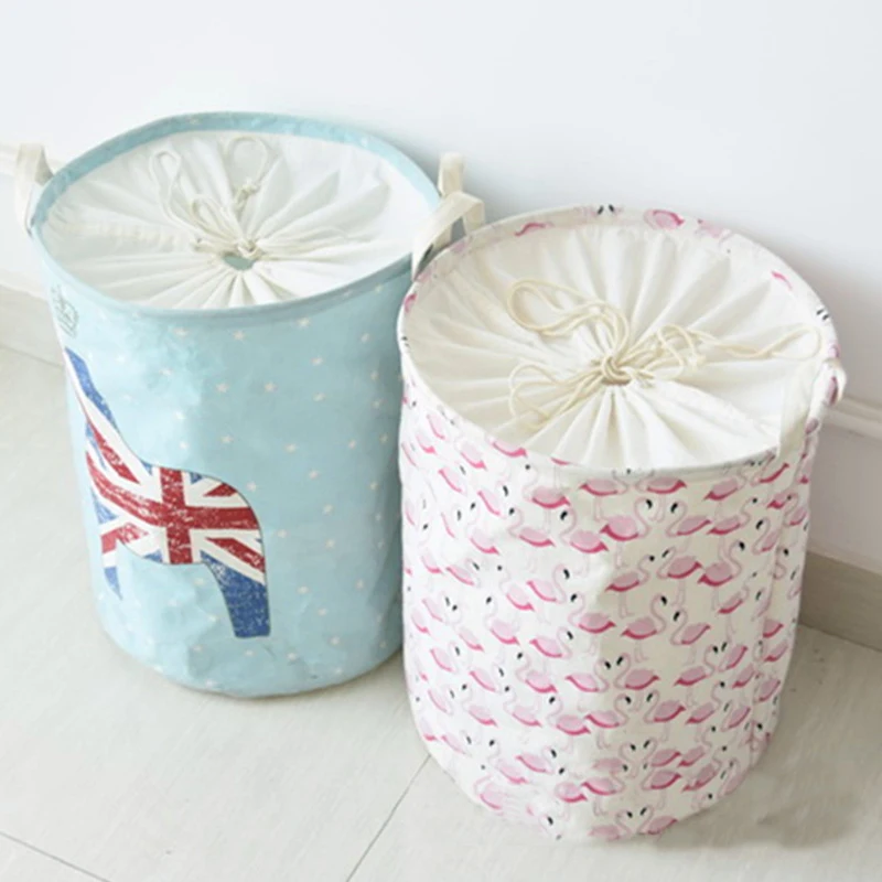 DOGGYZSTYLE Cotton Linen Foldable Bathroom Dirty Clothes Large Laundry Storage Buckets Bags Kids Toy Basket 4 colors | Дом и сад