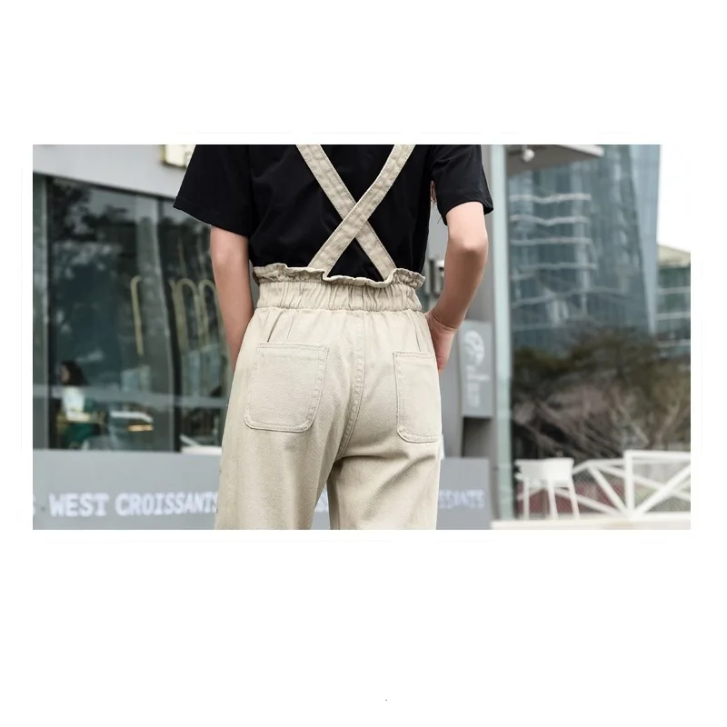 Женский комбинезон винтажный с высокой талией свободный из хлопка | Женская